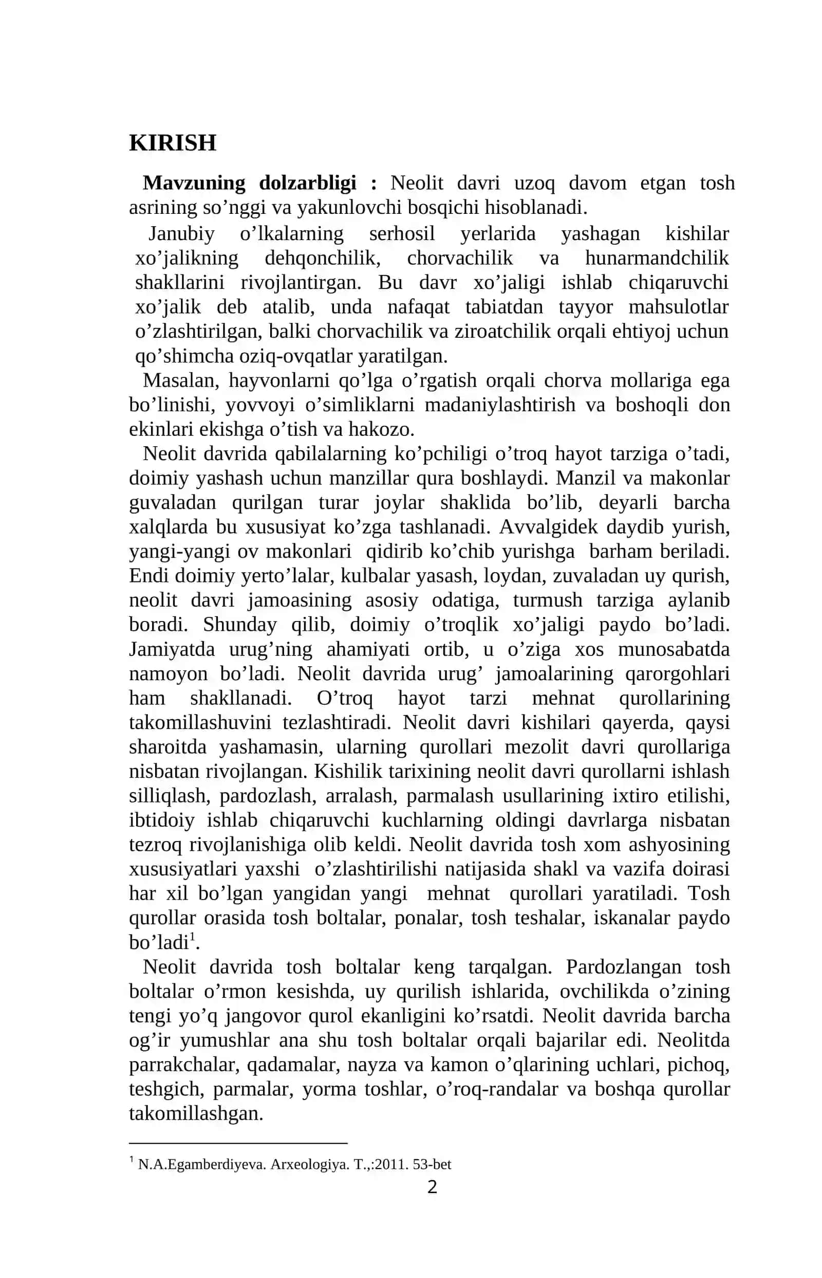 TOJIKISTONDA NEOLIT DAVRINING O’RGANILISH NATIJALARI 3