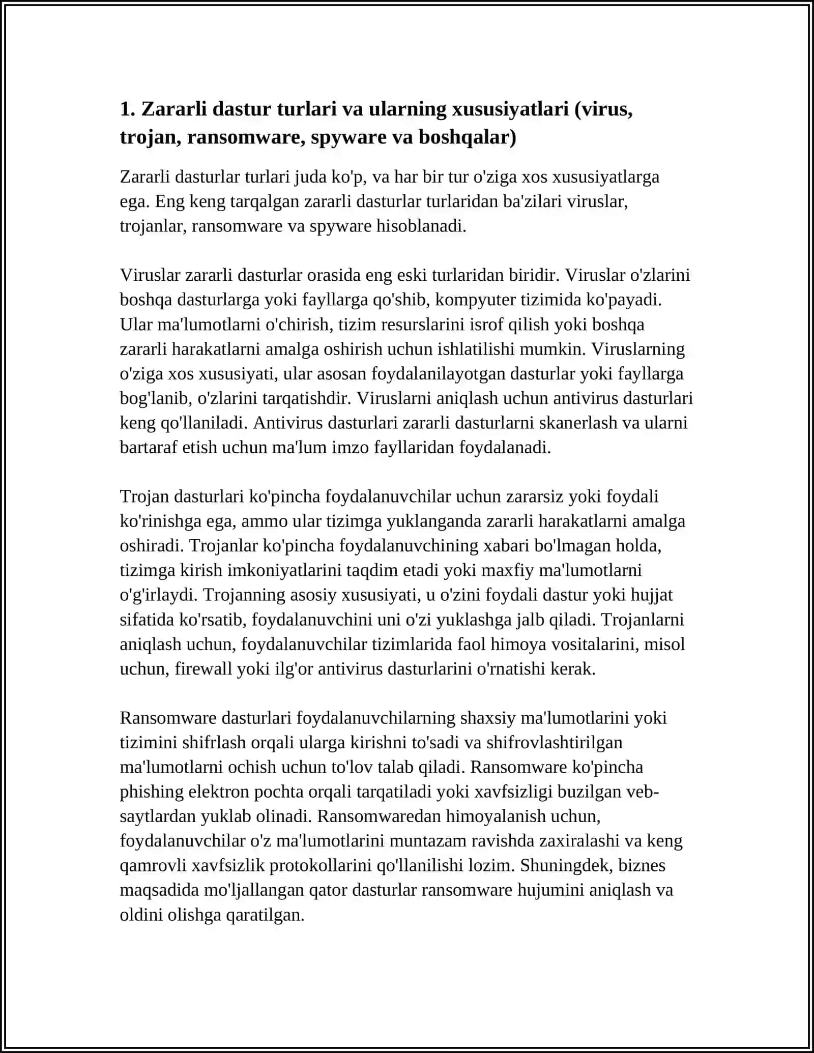 ZARARLI DASTURLARNI ANIQLASH VA BARTARAF ETISH USULLARI 3