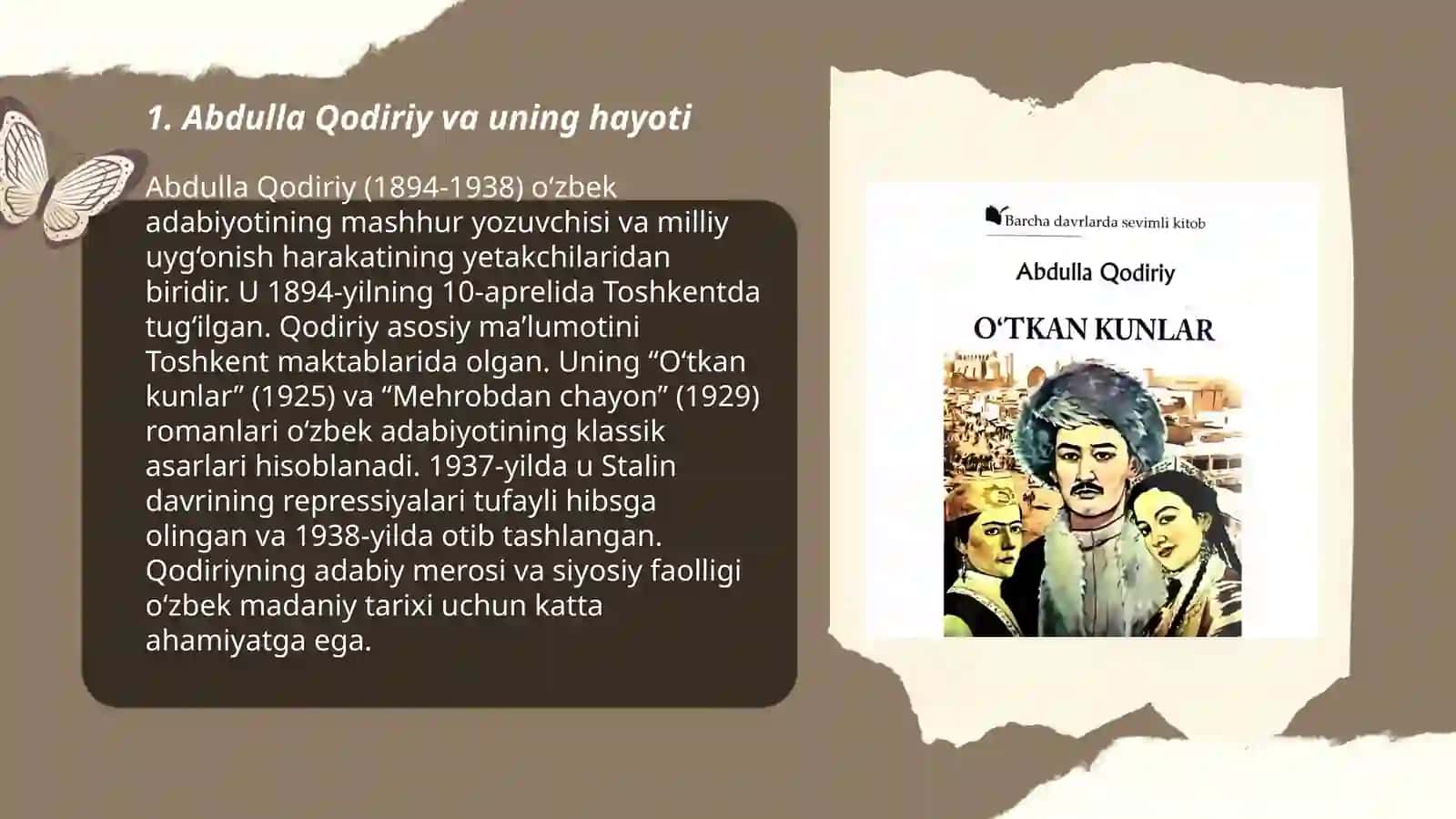 Abdulla Qodiriy "O'tkan kunlar" romani mutolasi 3