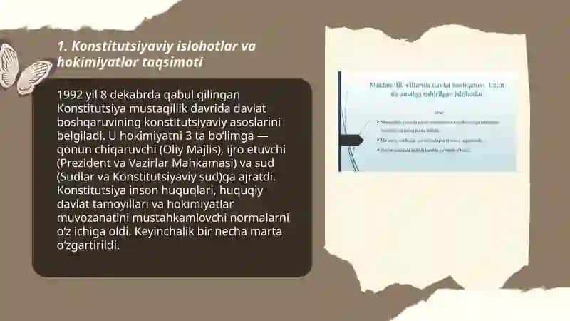 Mustaqillik yillarida davlat boshqaruvi tizimida amalga oshirilgan islohatlar 3