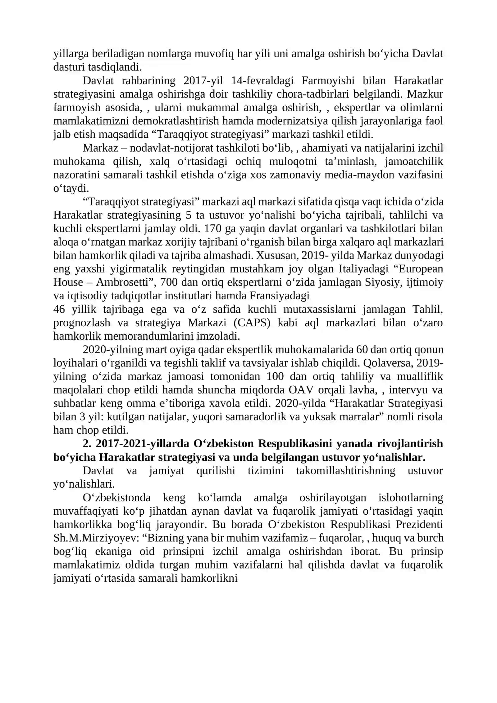 O‘ZBEKISTON RESPUBLIKASINI RIVOJLANTIRISHDA HARAKATLAR STRATEGIYASINING TUTGAN O‘RNI 3