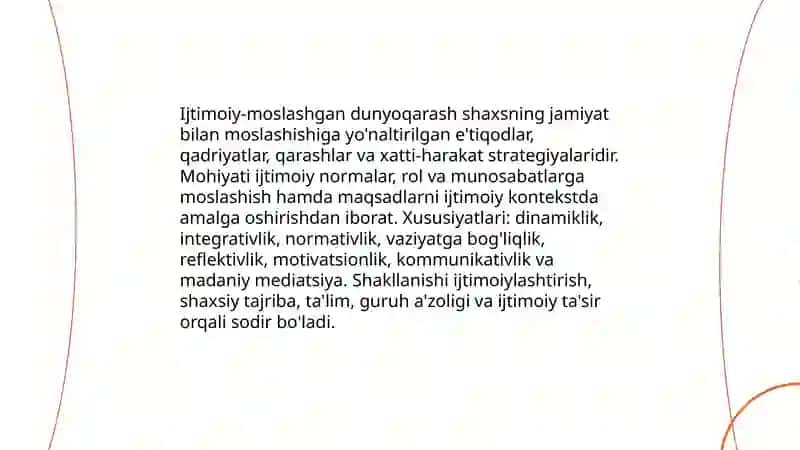 Shaxsning ijtimoiy-moslashgan dunyoqarashi psixologiyasi 3