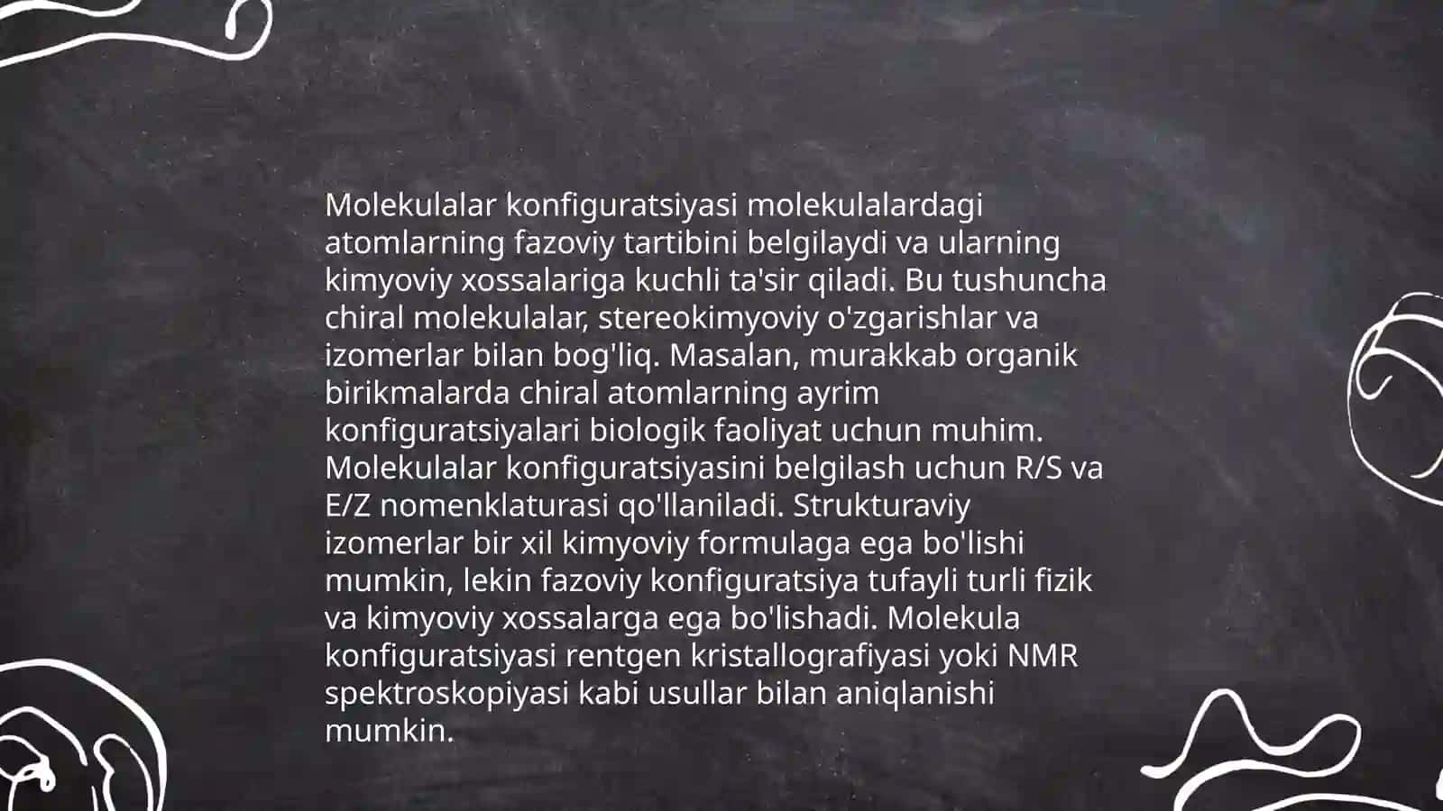 Muvozanatdagi konfiguratsiya va malekulalar konformatsiyasi 3