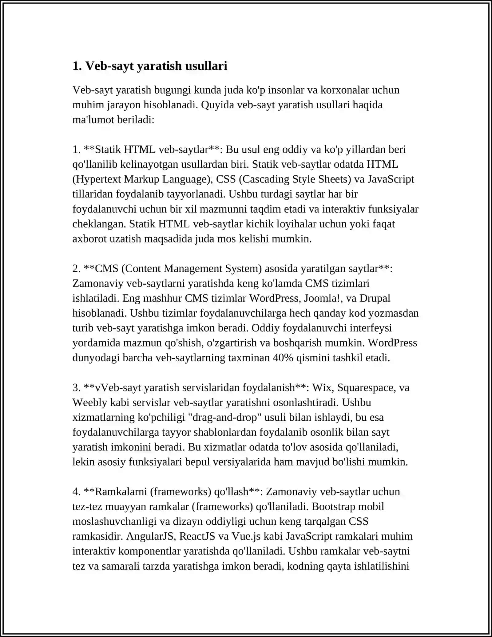 WEB SAYTLAR YARATISHGA YÔNALTIRILGAN DASTURIY TA'MINOTLAR 3