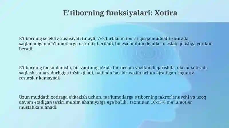 Diqqatning turlari funksiyalari asosiy xususiyatlari 3