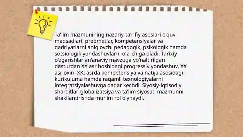 Ta'limning Mazmunining Belgilanishi va Uning Tarixiy Xarakterni Tahlil Qiling 3