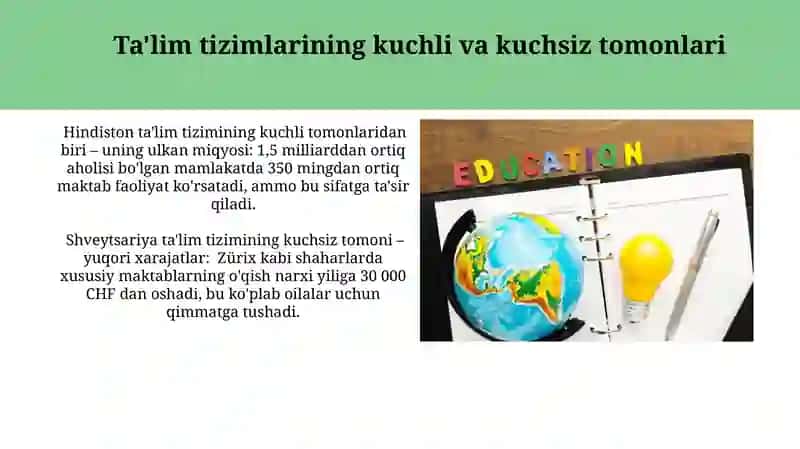 Hindiston va Shvetsariyada ta'lim tizimi 3