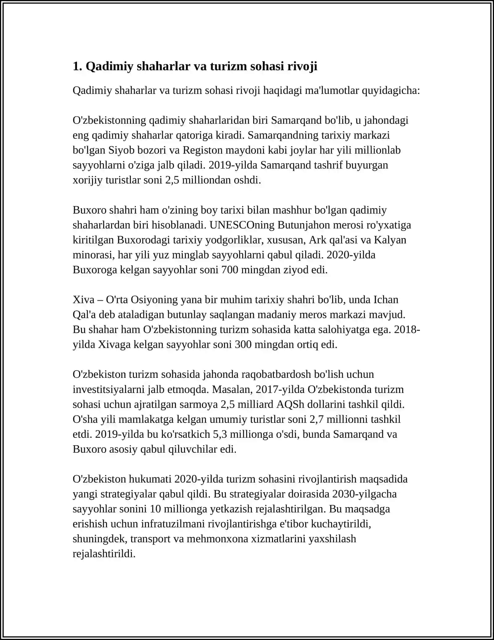 TURIZM SOHASINI RIVOJLANTIRISHDA QADIMIY SHAHARLARNI AHAMIYATI 3
