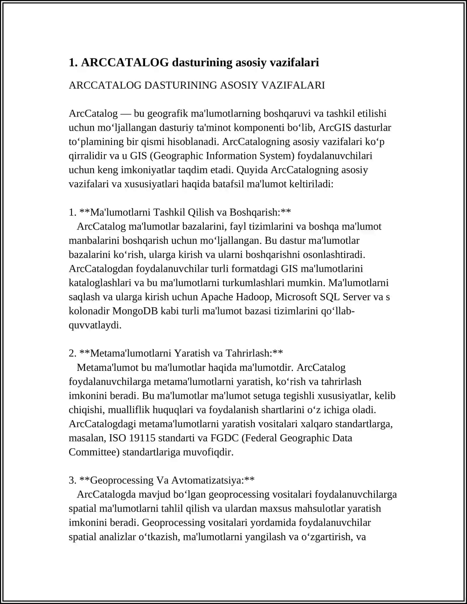 ARCCATALOG DASTURNING QUROLLAR PANELI 3