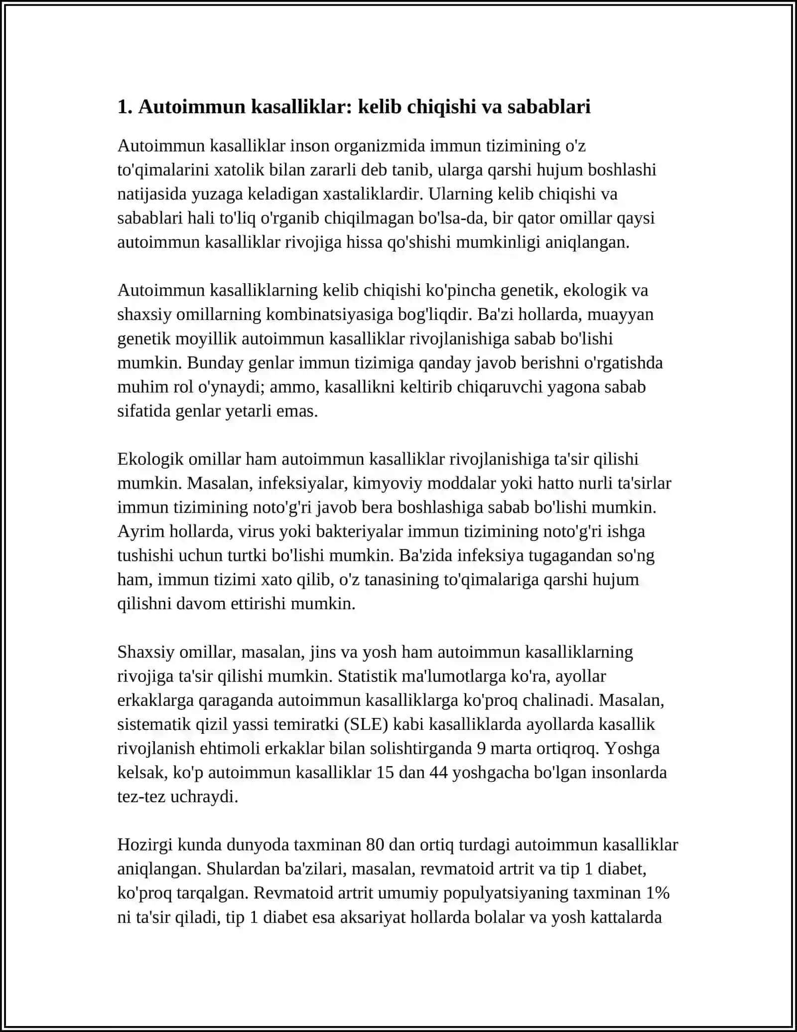 AUTOIMMUN VA ALLERGIK KASALLIKLAR KELIB CHIQISHI, KECHISHI, DIAGNOSTIKASI 3