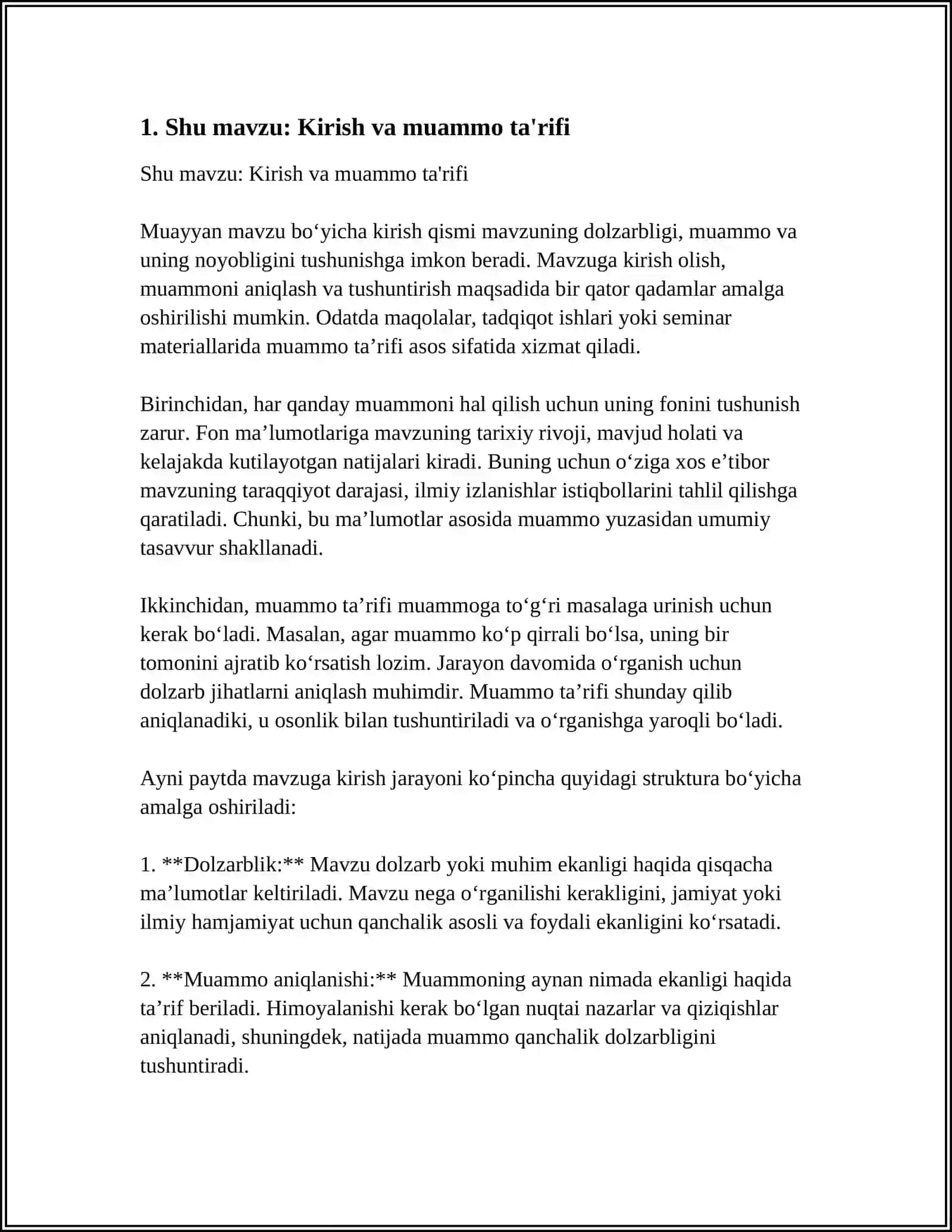 Shu mavzu: Kirish va muammo ta'rifi 3