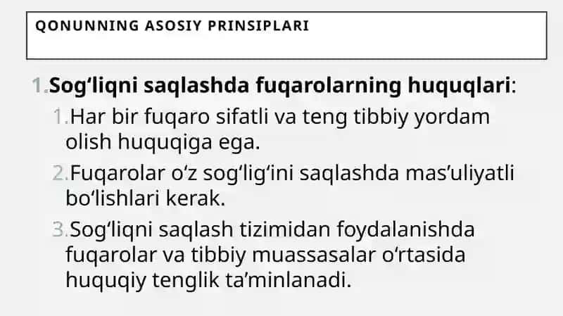 O‘zbekiston Respublikasi Fuqorolarning sog‘ligini saqlash to‘g‘risidagi qonuni 3