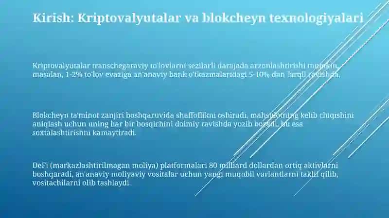 Kiriptovalyutalar va blokcheyn texnologiyalarining iqtisodiyotga ta'siri 3