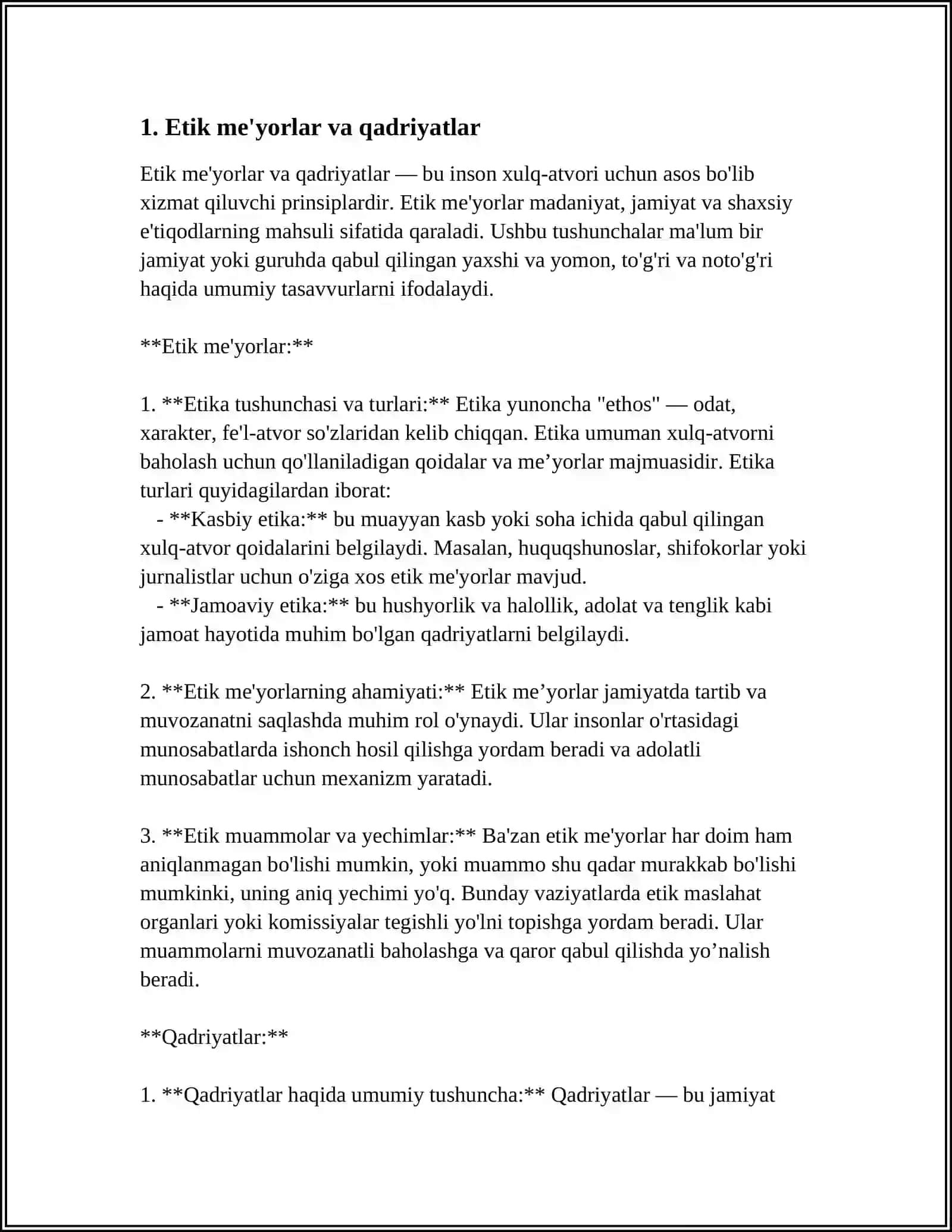 ETIK PIRENSIPLAR. IJTIMOIY ISH ETIKASI AMALIYOT ASOSI SIFATIDA 3