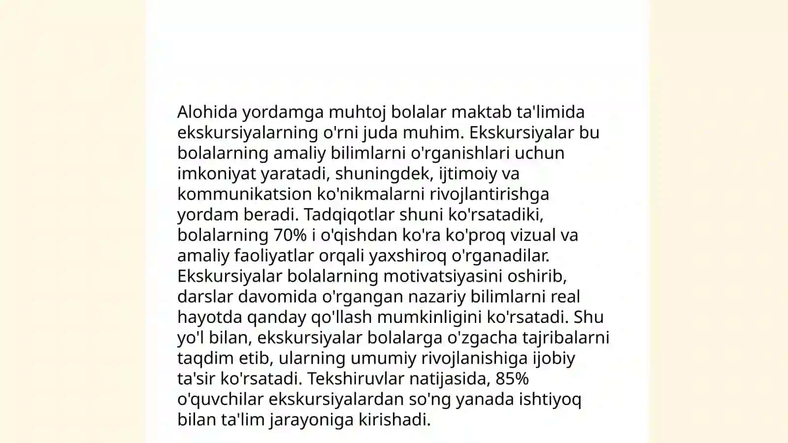 Alohida yordamga muhtoj bolalar maktab taʼlimida ekskursiyalarning tarixi 3