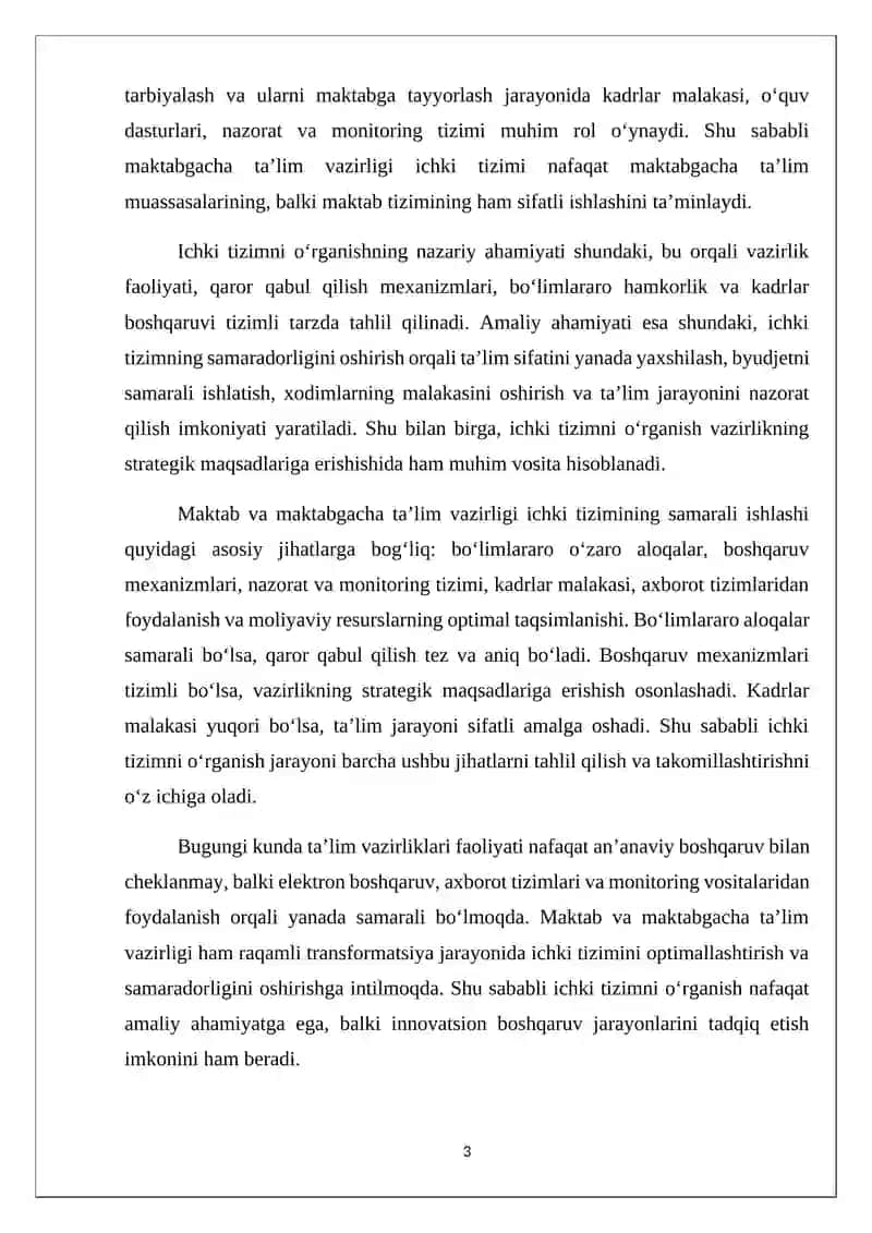 Maktab va maktabgacha ta'lim vazirligi ichki tizimini o‘rganish 3