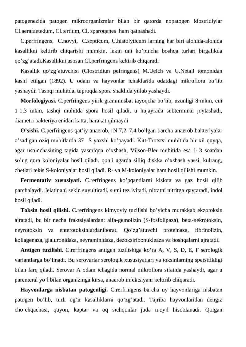 Jarohat infektsiyalari: qoqshol va gazli gangrena qo’zg’atuvchilari xarakteristikasi va laboratoriya tashxisi 3
