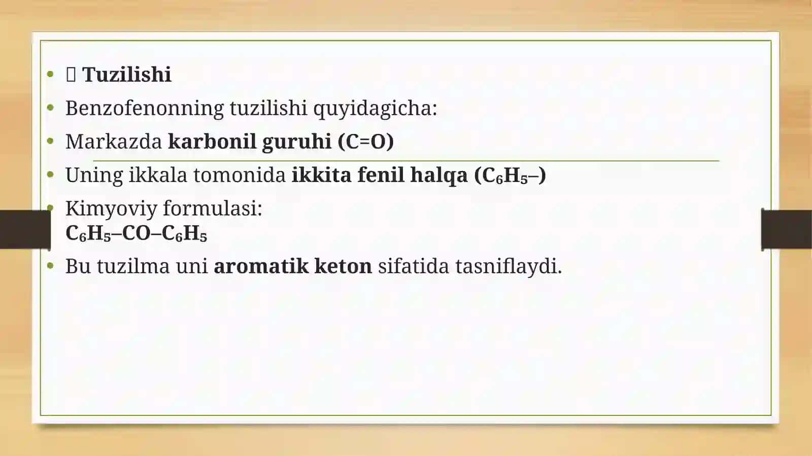 Benzofennon sintezi uning tuzilishi va xossalari 3
