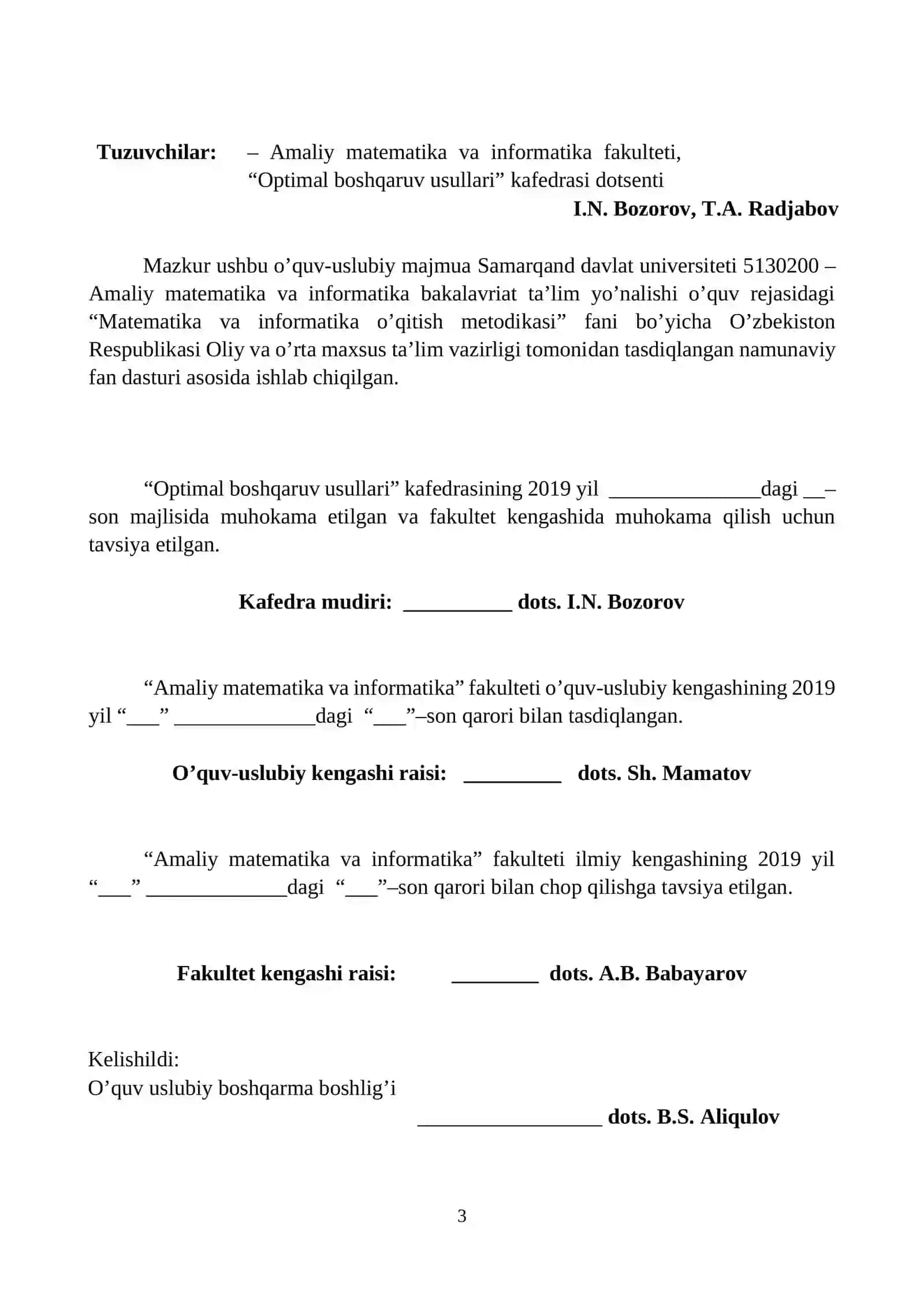 MATEMATIKA VA INFORMATIKA O’QITISH METODIKASI 3