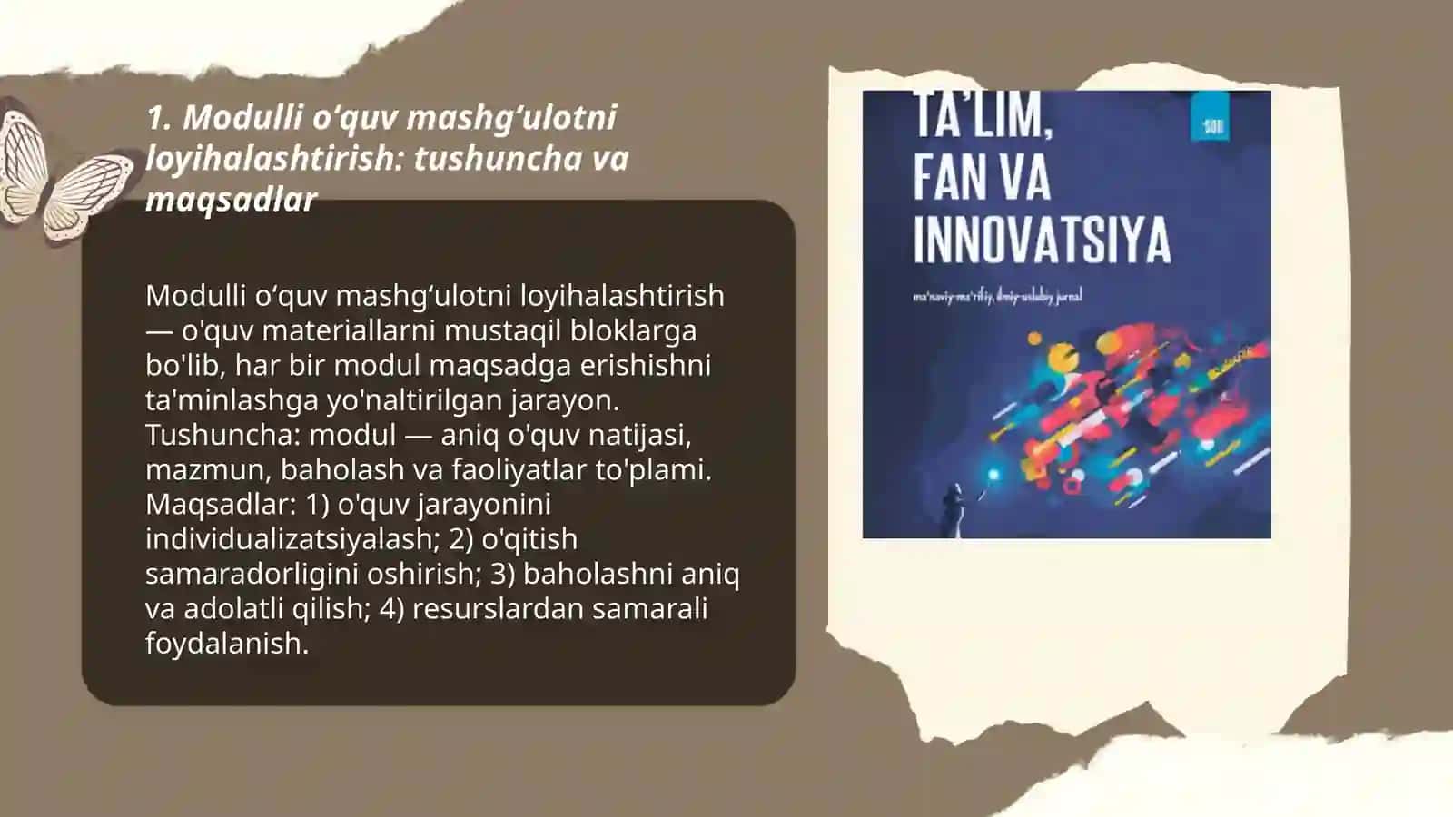 Modulli oʻquv mashgʻulotni loyihalashtirish 3