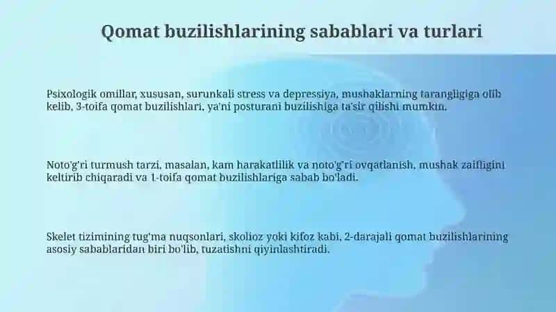 Qaddi qomat kasalliklari haqida tushuncha va unda davolash jismoniy tarbiyasi 3