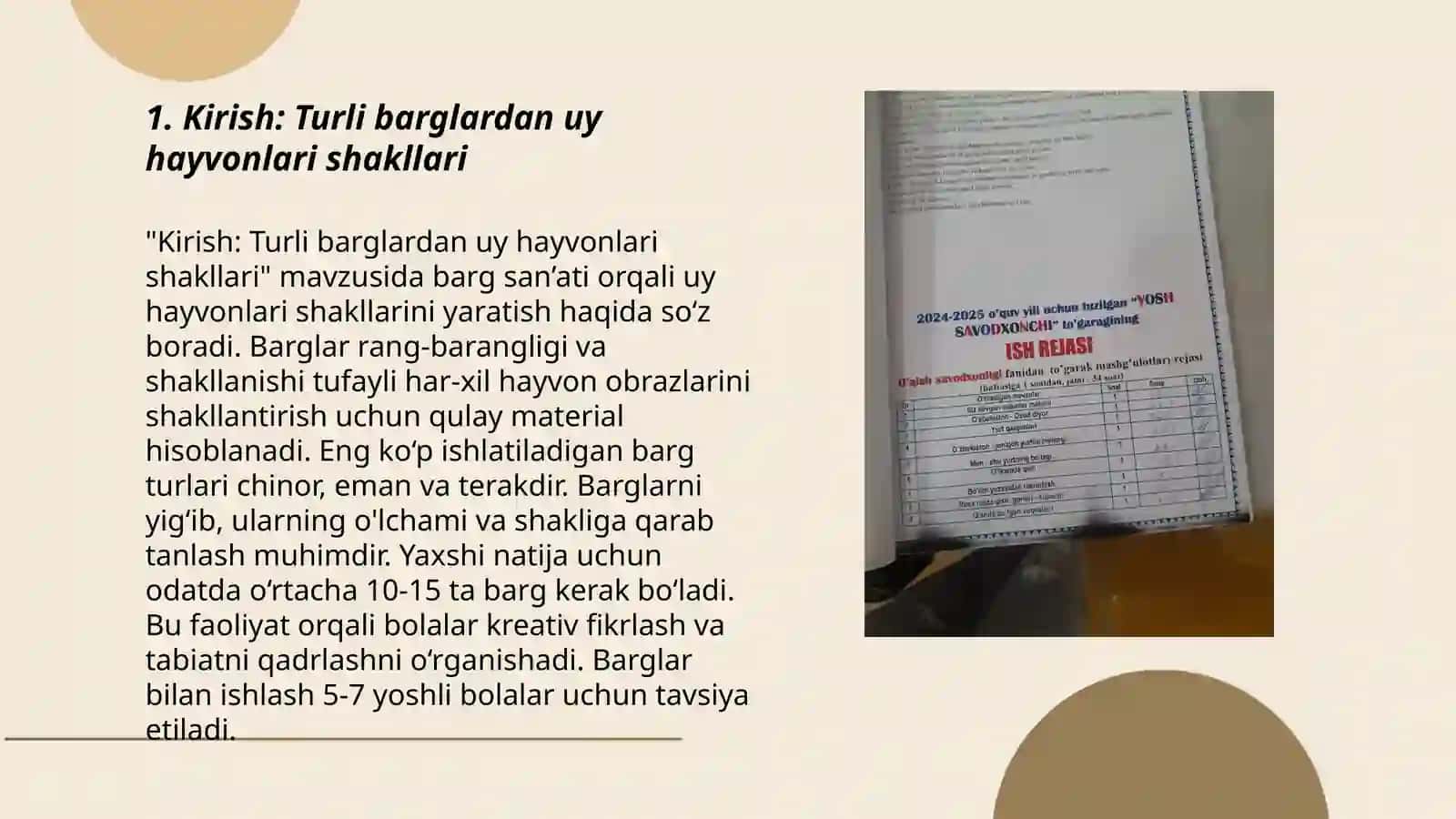 Turli barglardan uy hayvonlarining shaklarini yasash 3