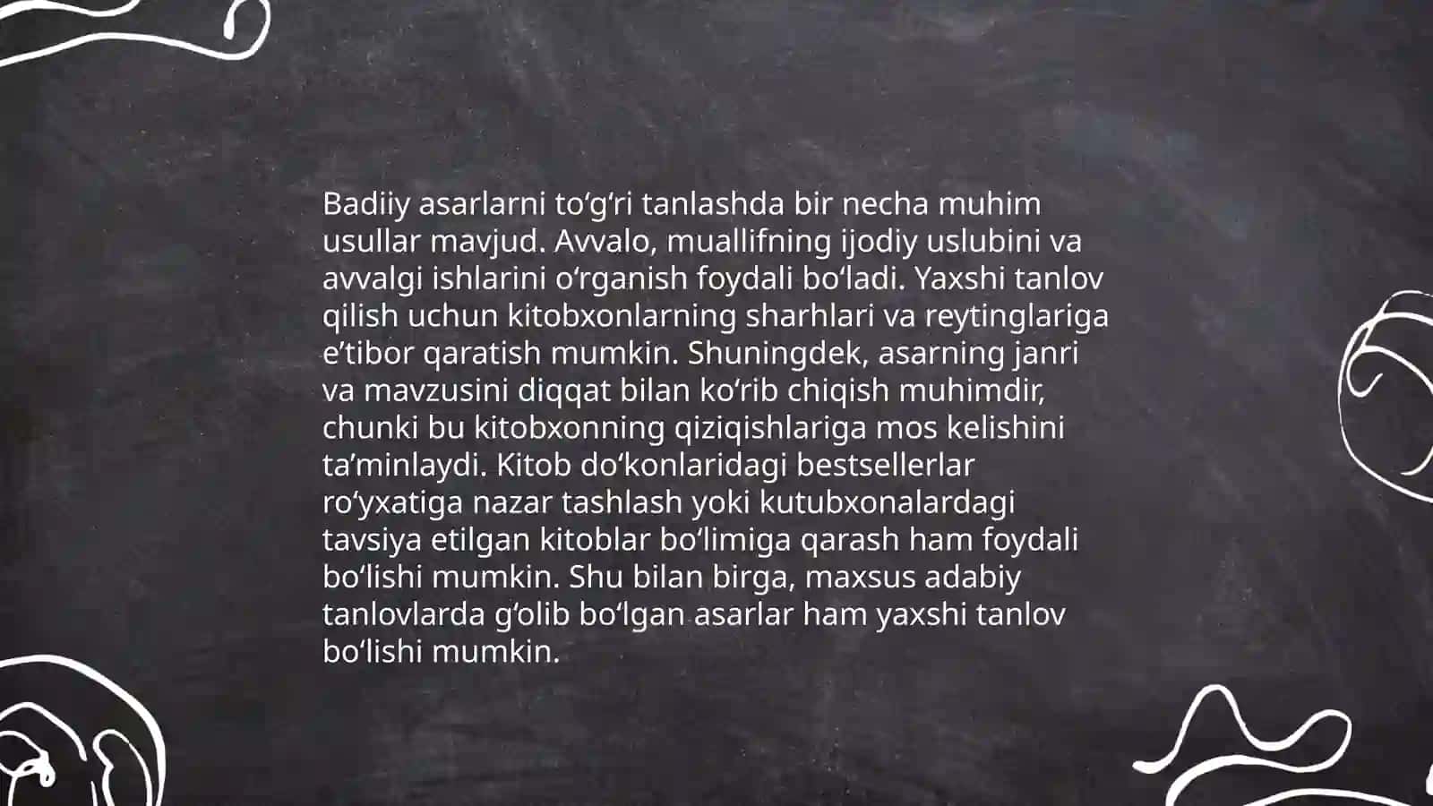 Badiiy asarlarni mutolaa qilish, ifodali o‘qish Mavzu asosida ifodali o‘qish, obrazga kirgan holda tahlil asosida taqdimot tayyorlash 3