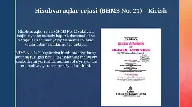 Buxgalteriya hisobining schyotlari rejasi (21-son BHMS) va uning tuzilishi 3