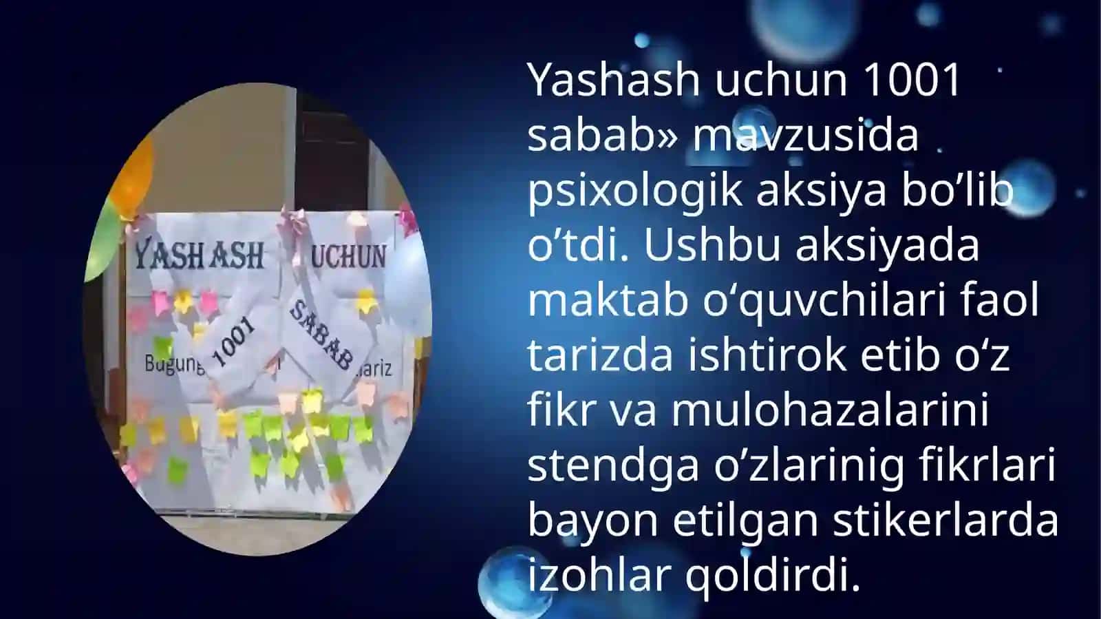 Psixologik aksiya "Yashash uchun 1001 sabab" 3