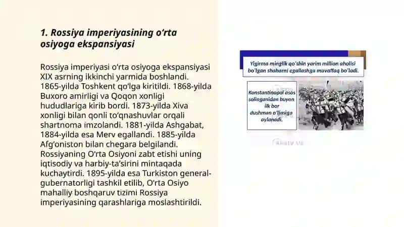 Rossiya imperiyasining oʻrta osiyoga harbiy yurishlari 3
