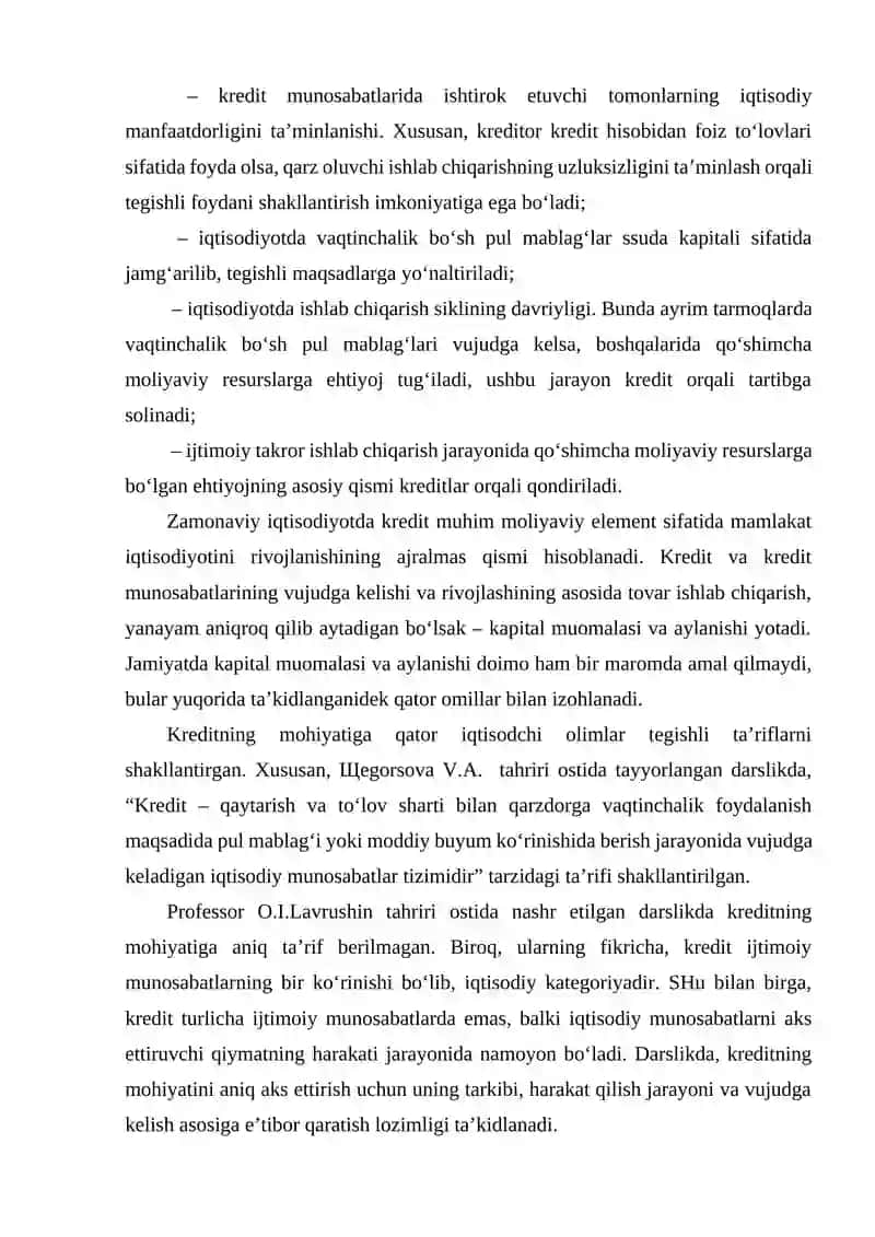 Kreditning zarurligi, funksiyalari, turlari va shakllari 3