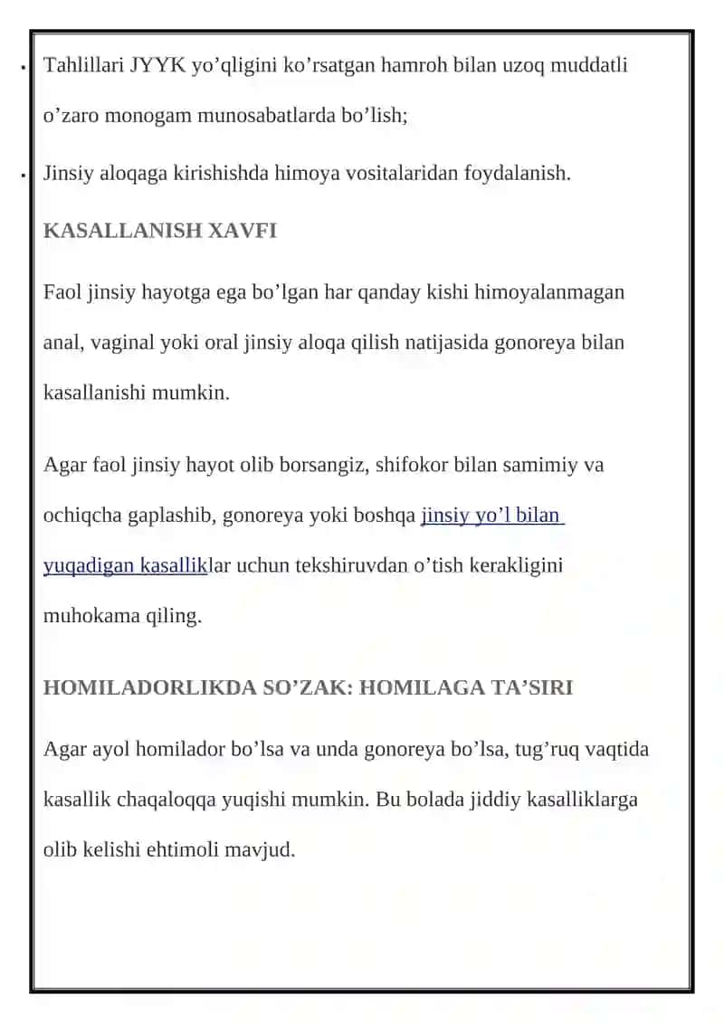 GONOREYA (SO’ZAK) — ALOMATLARI, TASHXISLASH, DAVOLASH, OLDINI OLISH 3