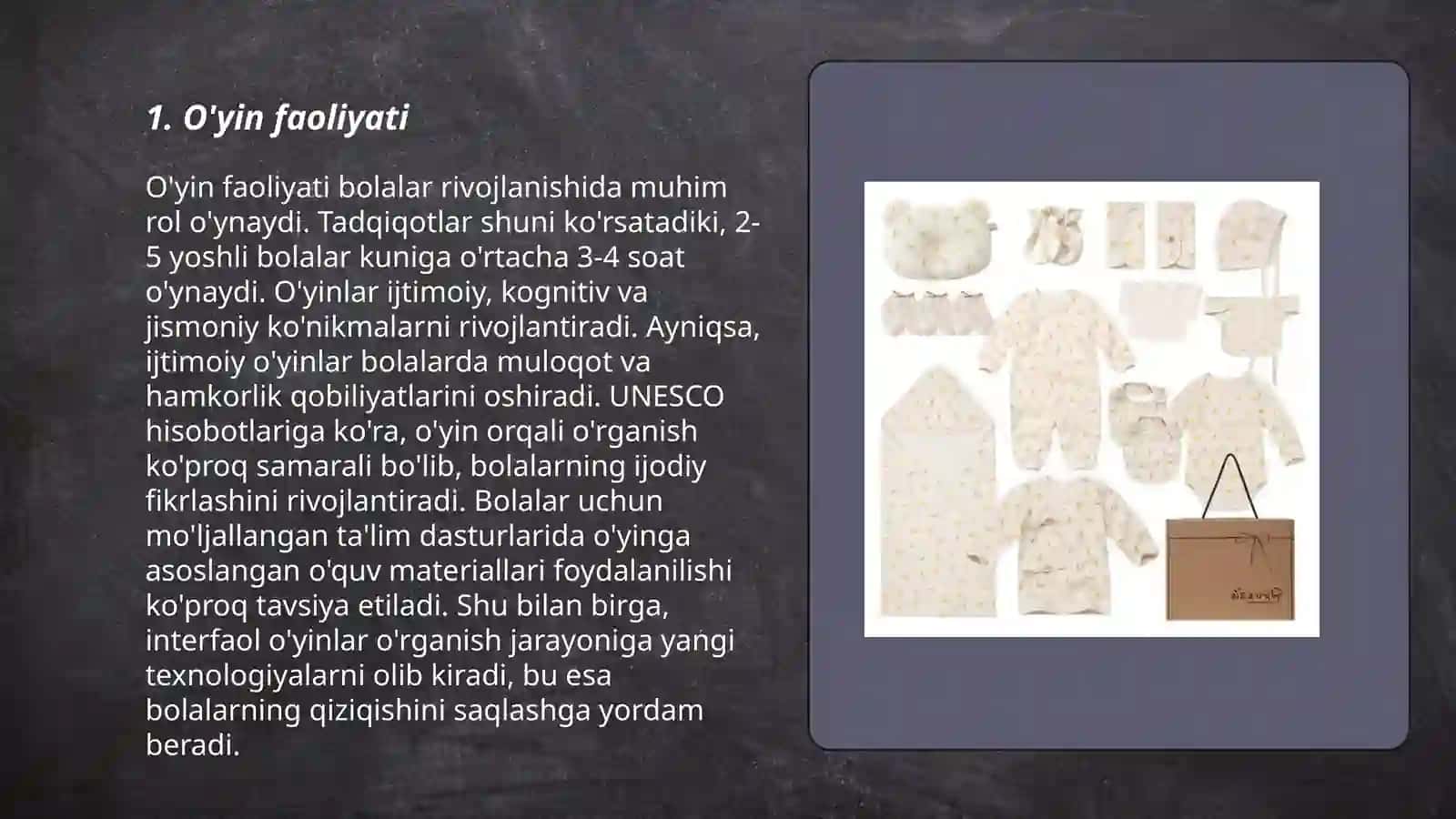 Bolalar faoliyati yo'nalishlari. Faoliyatlarini haftaga teng taqsimlashlari 3