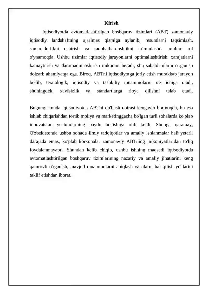 Avtomatlashtirilgan boshqaruv tizimlari iqtisodiyotda 3