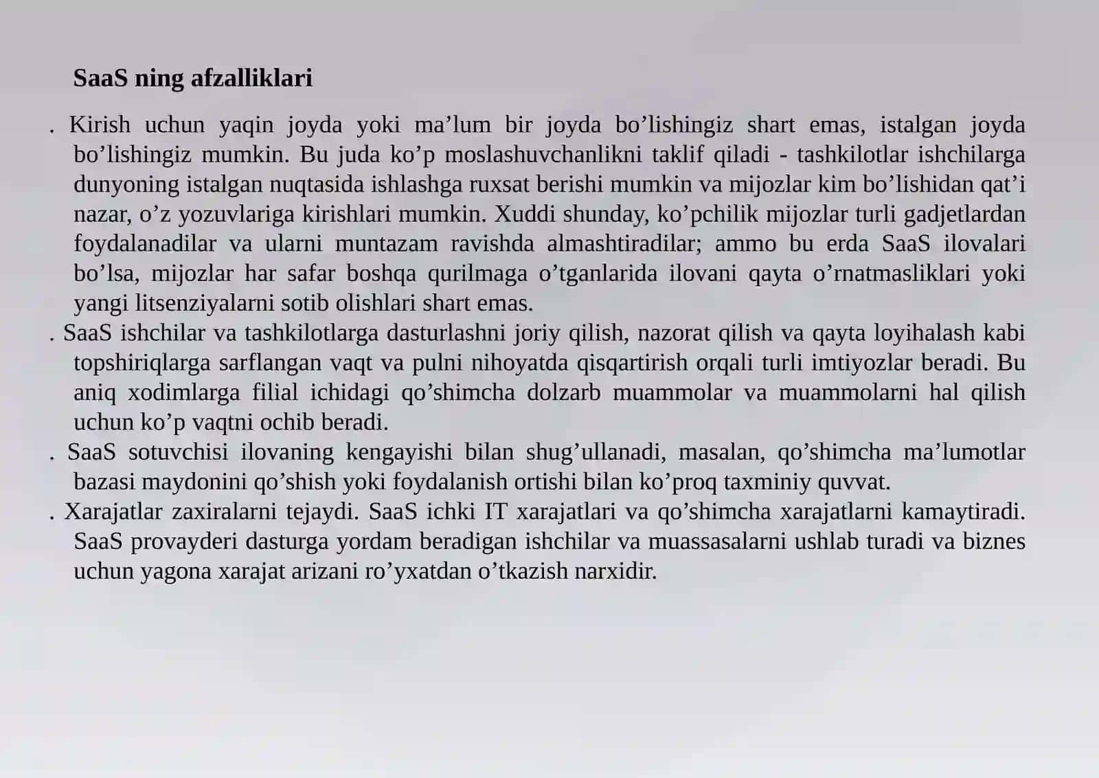 Software as a Servic(SaaS) -hizmatsifatida dasturiy ta’minotdan foydalanish 3