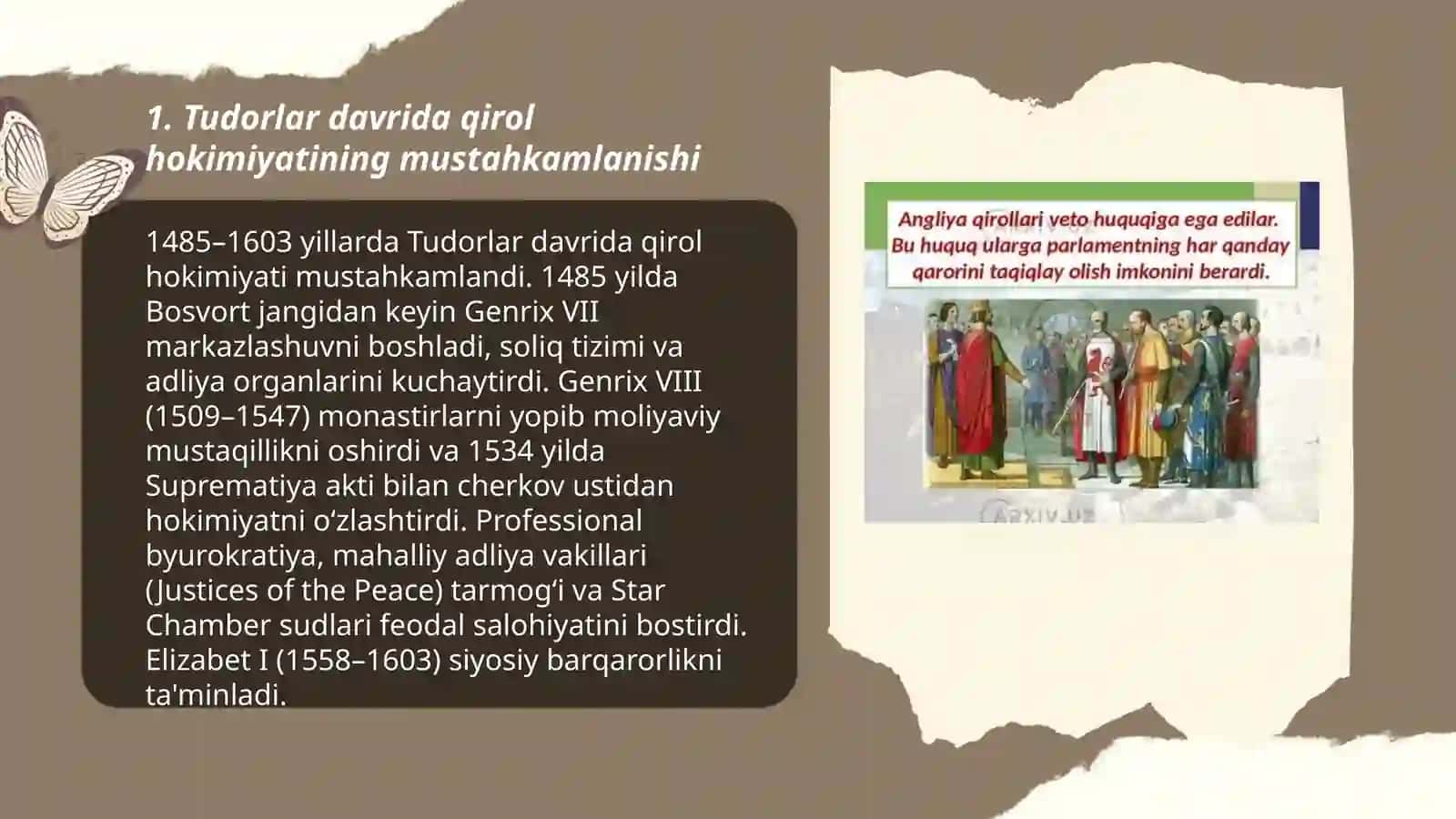 Angliyada qirol hokimiyatining kuchayishi. Absolyutizm 3