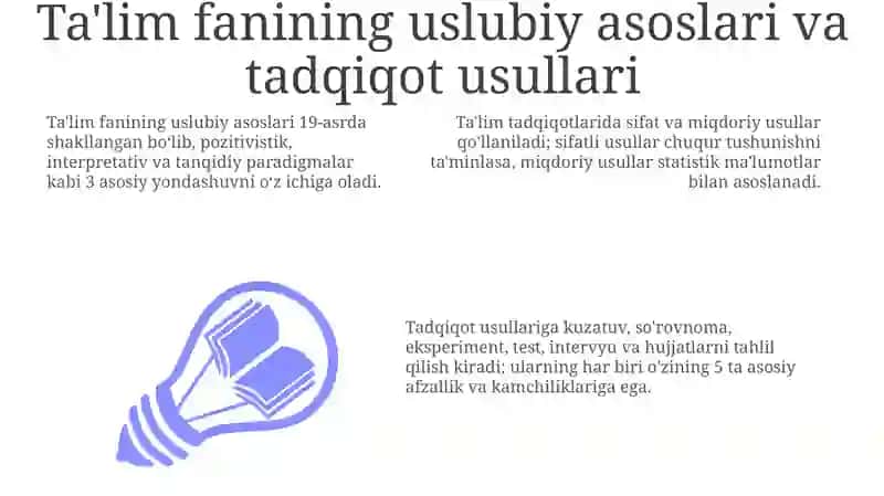 Tarbiya fanining o'ziga xosliklarini qiyosiy ochib berish 3
