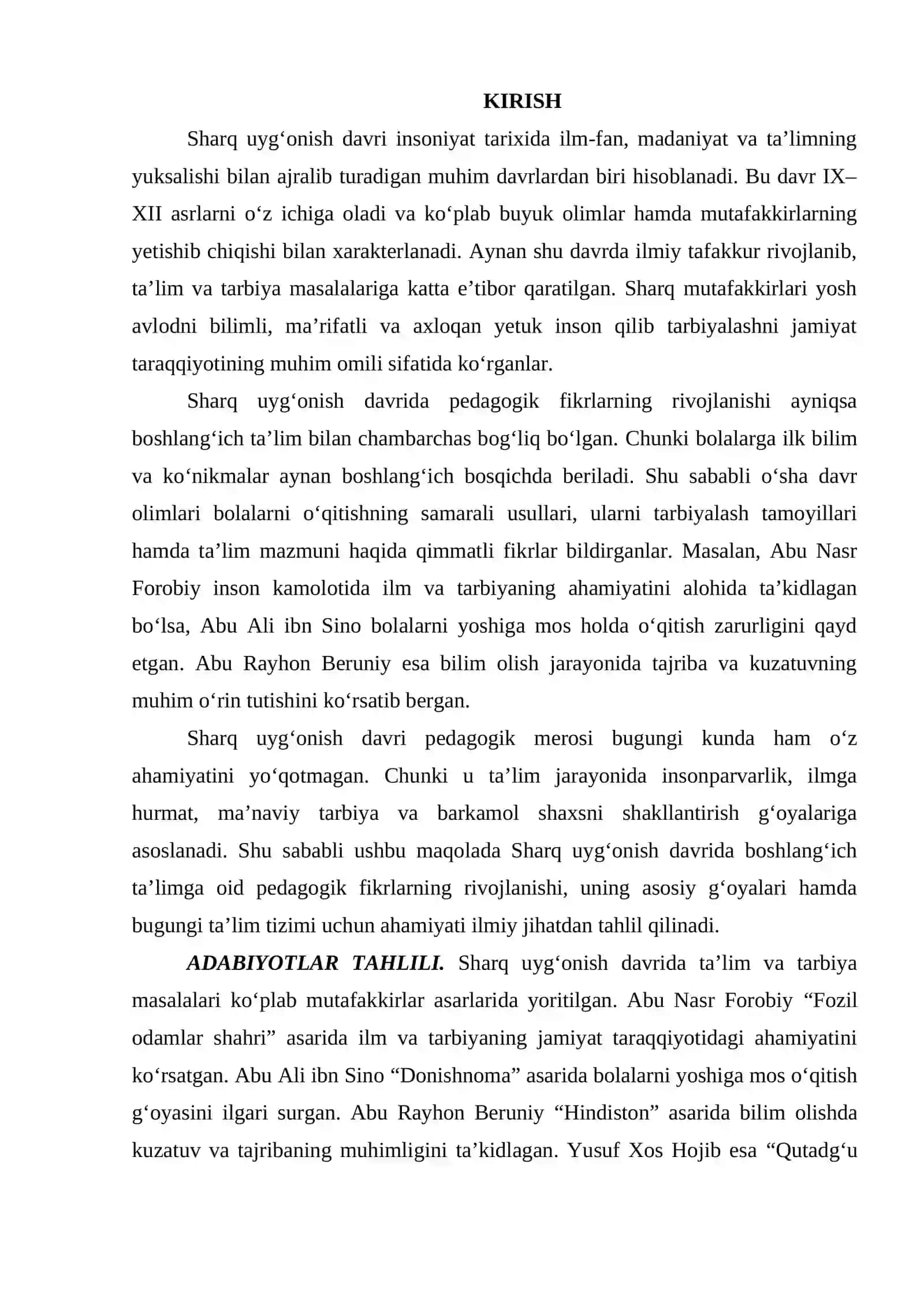 SHARQ UYGʻONISH DAVRIDA BOSHLANGʻICH TAʼLIMGA OID PEDAGOGIK FIKRLARNING RIVOJLANISHI 3