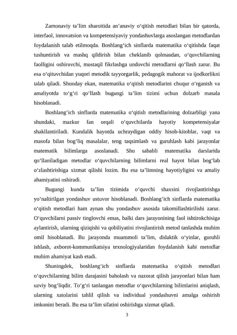 Boshlang'ich sinflarda matematika o'qitish metodlari 3