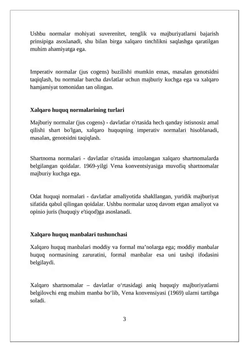 Xalqaro xuquq normalari. Xalqaro xuquq manbalari tushunchalari 3