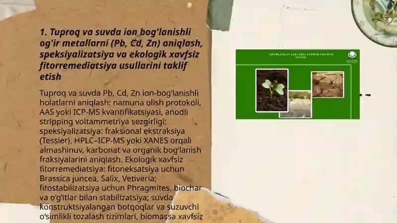 Tuproq va suvning ifloslanishida ion bog'lanishli ifloslovchi moddalarni aniqlash 3