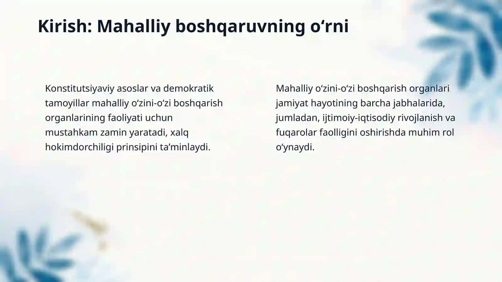 Oʻzbekiston respublikasi oʻzini-oʻzi  boshqarish organlarining tashkil etilishi 3