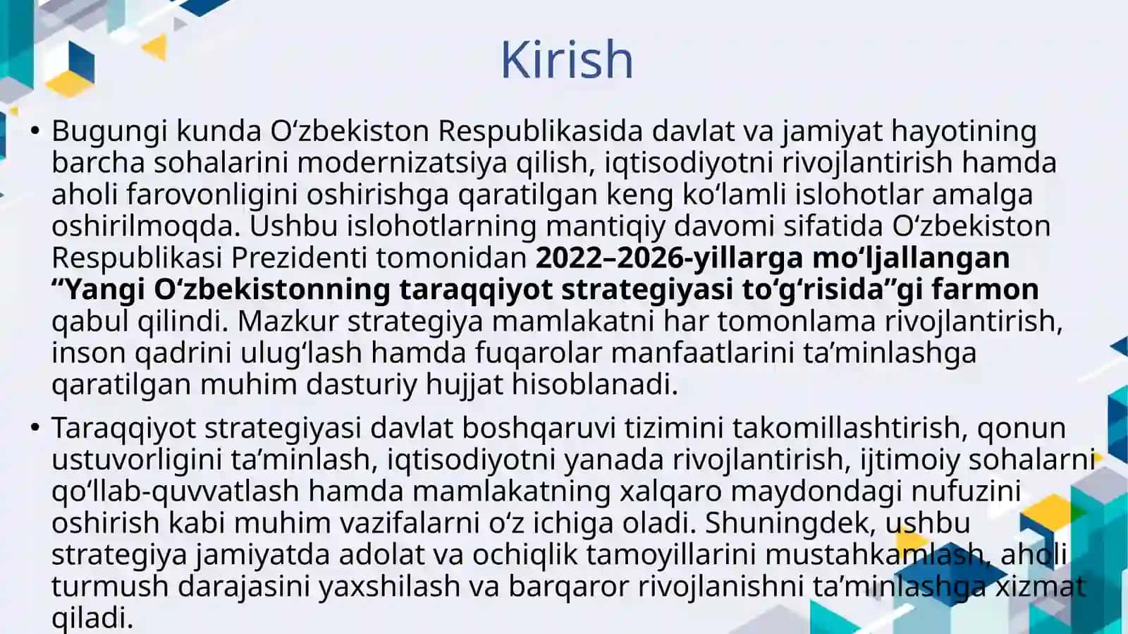 Yangi O‘zbekistonning Taraqqiyot strategiyasi 3