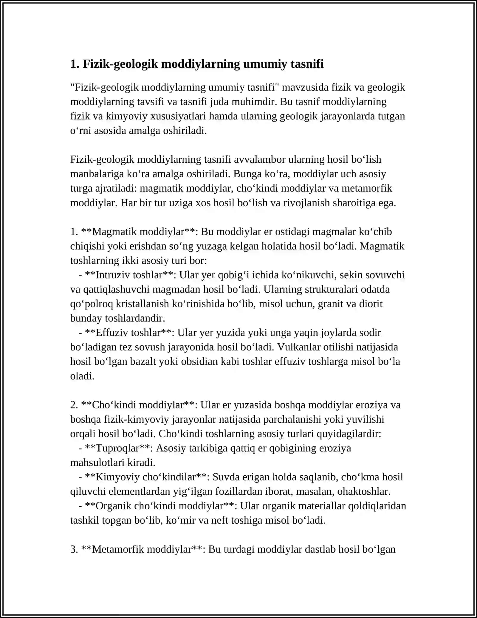 FIZIK - GEOLOGIK MODDIK KLASIFIKATSIYASI 3