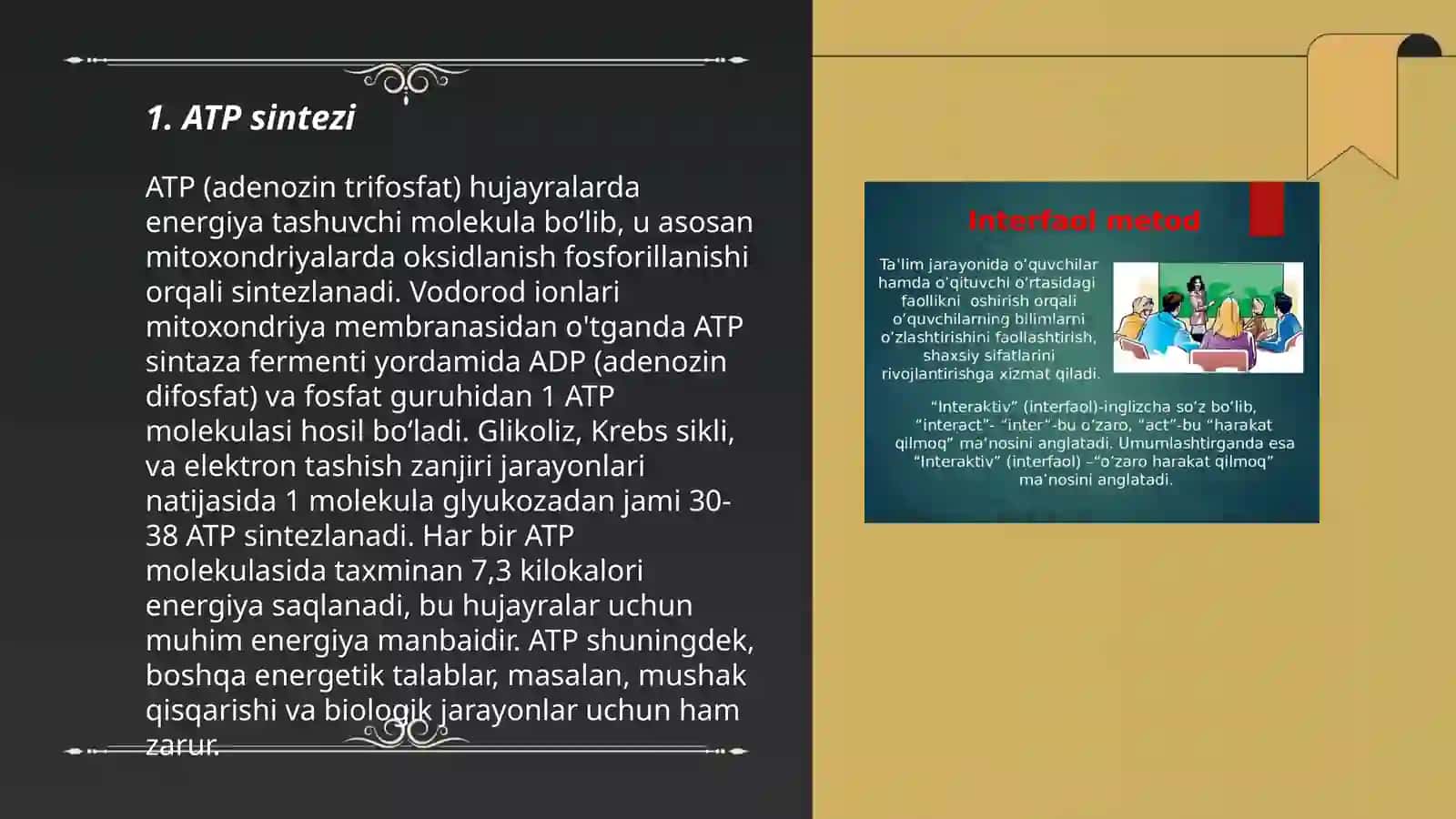 Metabolizm jarayonida energiyani hosil bo'lishi va sarflanishi 3
