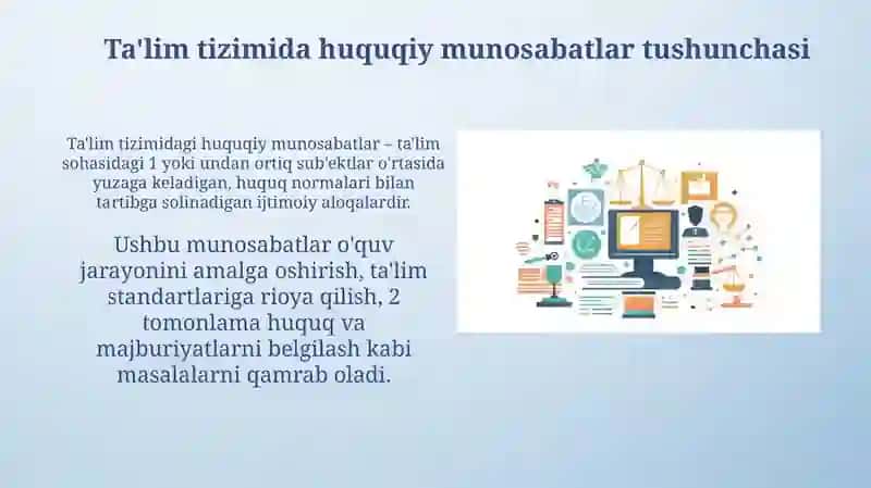 Ta'lim Tizimidagi Huquqiy Munosabatlar Tushunchasi 3