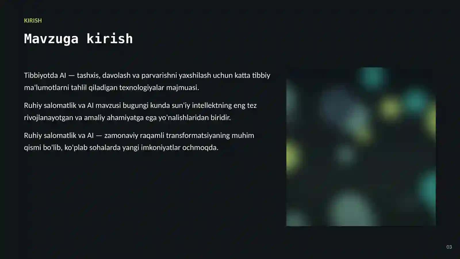 SUN'IY INTELLEKT • AI TIBBIYOTDA 3