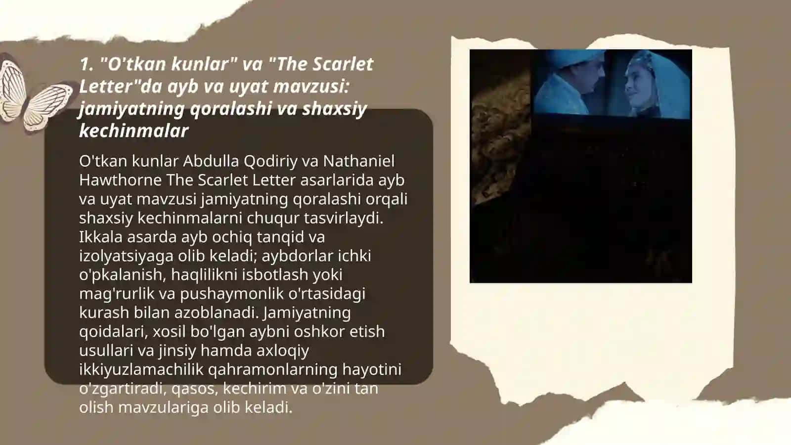 "O'tkan kunlar" va "The Scarlet Letter" asarlari tahlili 3