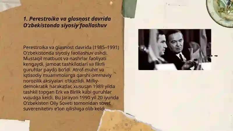 Perestroika va Glasnost davrida O'zbekistonda siyosiy faollashuv 3