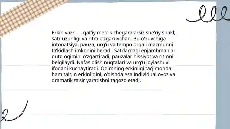 Erkin vazndagi she’rlarni ifodali o'qish 3